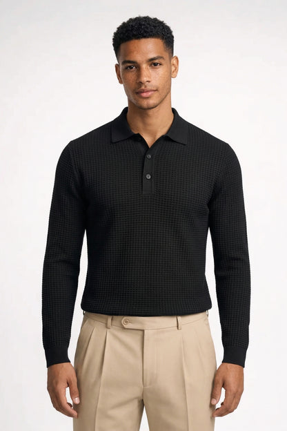Polo Heren - Gebreid met Lange Mouwen en Polokraag | Elegant