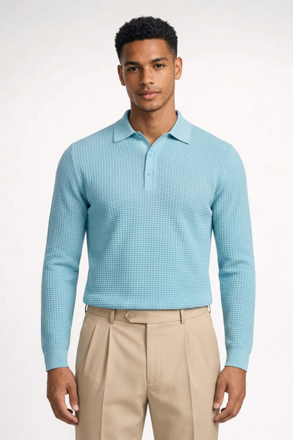 Polo Heren - Gebreid met Lange Mouwen en Polokraag | Elegant