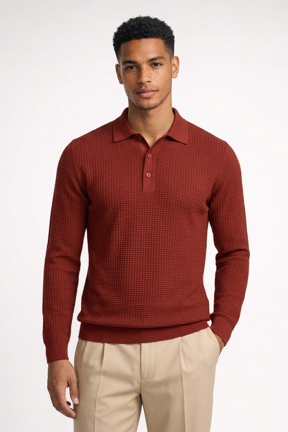 Polo Heren - Gebreid met Lange Mouwen en Polokraag | Elegant