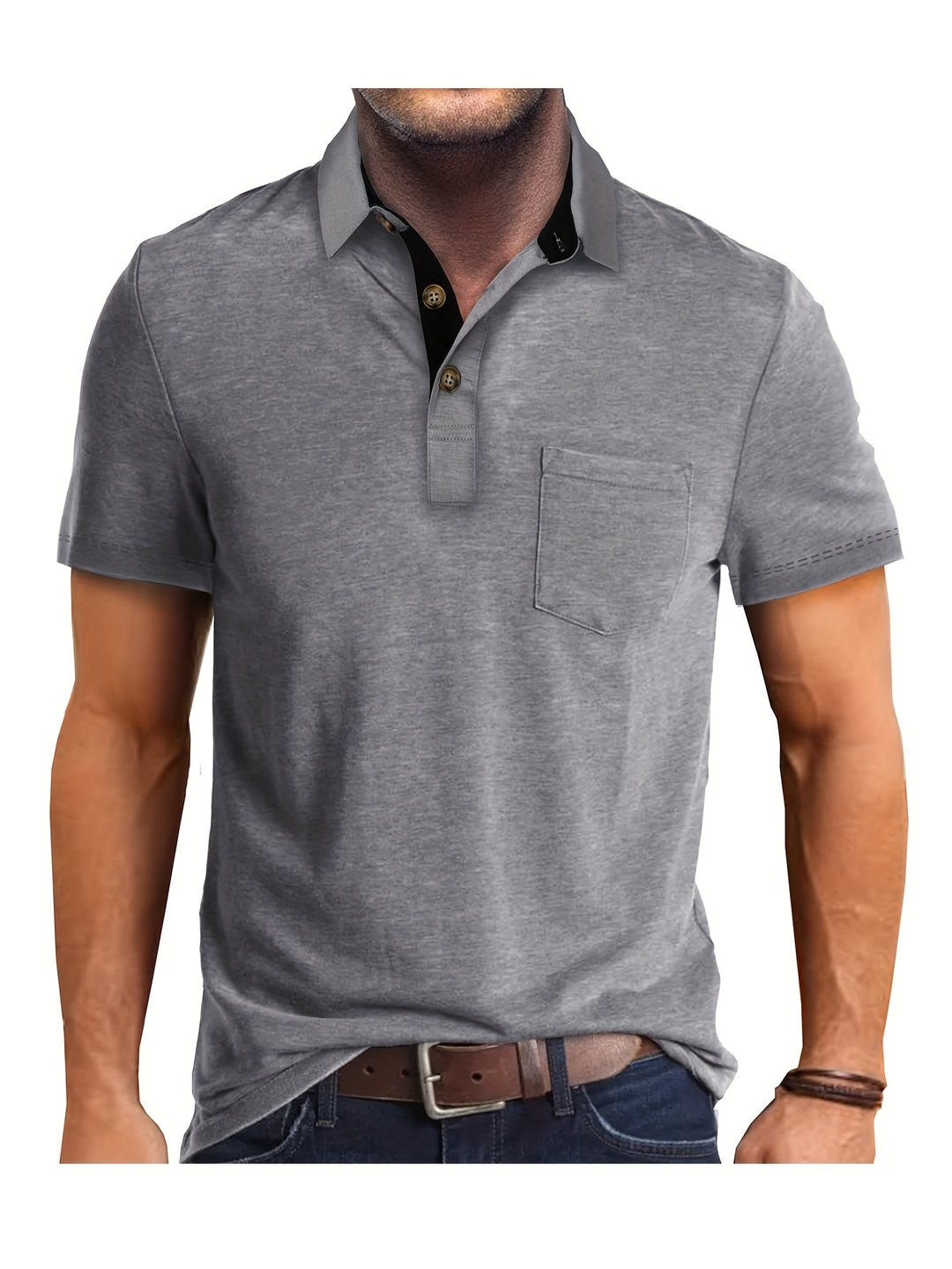Polo Heren - Regular Fit met Korte Mouwen en Contrastkraag | Zakelijk