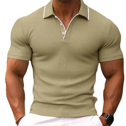 T Shirt Heren - Polokraag met Korte Mouwen en Contrast | Slim Fit