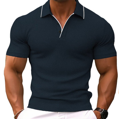 T Shirt Heren - Polokraag met Korte Mouwen en Contrast | Slim Fit