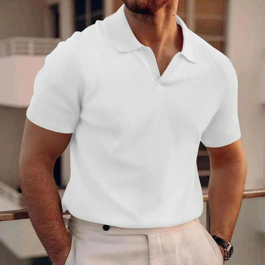 T Shirt Heren - Open Polokraag met Korte Mouwen | Rekken