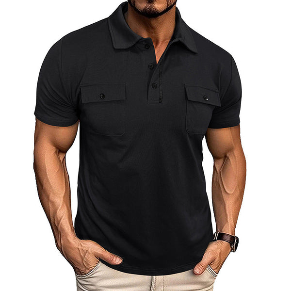 T Shirt Heren - Strak Poloshirt met Kraag en Borstzakken | Casual