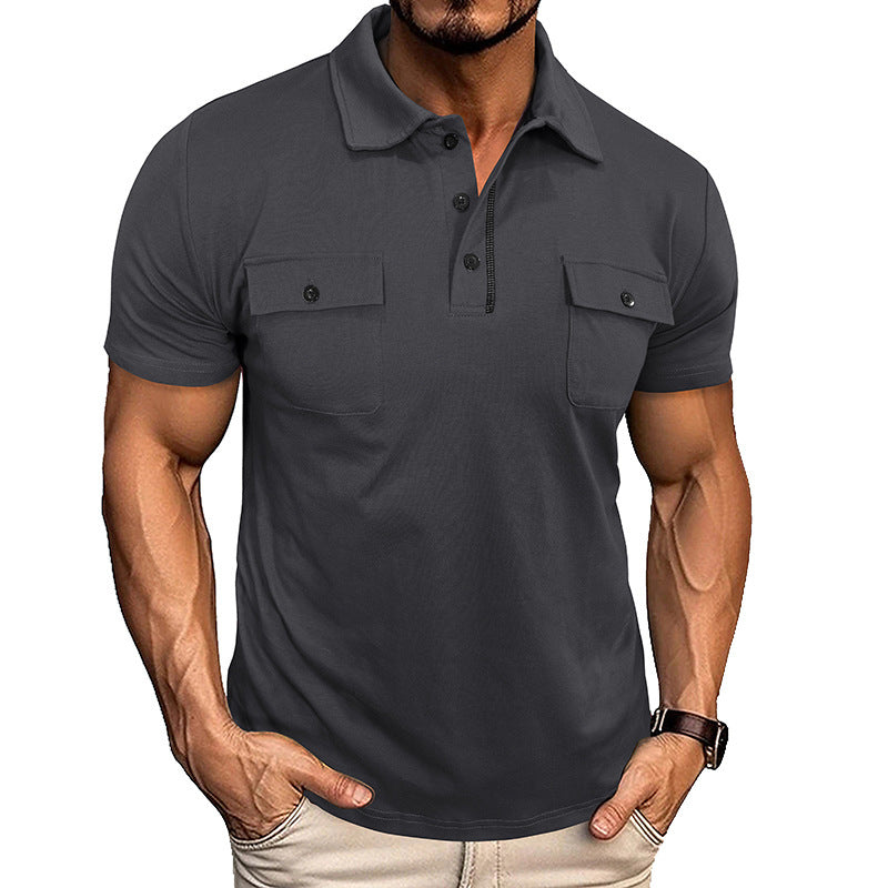 T Shirt Heren - Strak Poloshirt met Kraag en Borstzakken | Casual