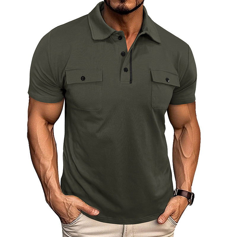 T Shirt Heren - Strak Poloshirt met Kraag en Borstzakken | Casual
