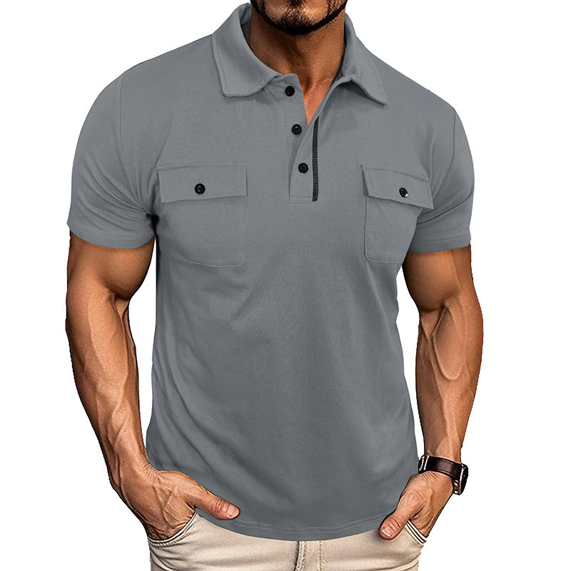 T Shirt Heren - Strak Poloshirt met Kraag en Borstzakken | Casual