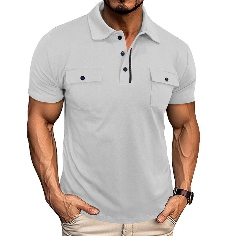 T Shirt Heren - Strak Poloshirt met Kraag en Borstzakken | Casual