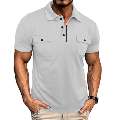 T Shirt Heren - Strak Poloshirt met Kraag en Borstzakken | Casual