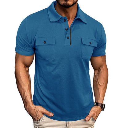 T Shirt Heren - Strak Poloshirt met Kraag en Borstzakken | Casual