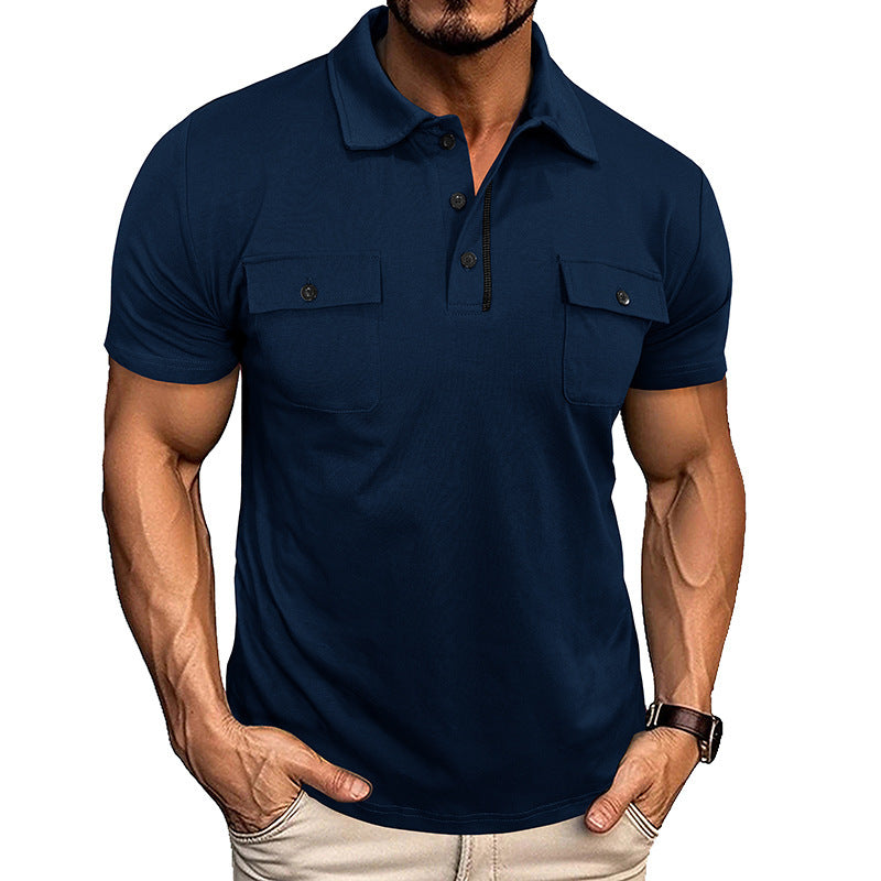 T Shirt Heren - Strak Poloshirt met Kraag en Borstzakken | Casual