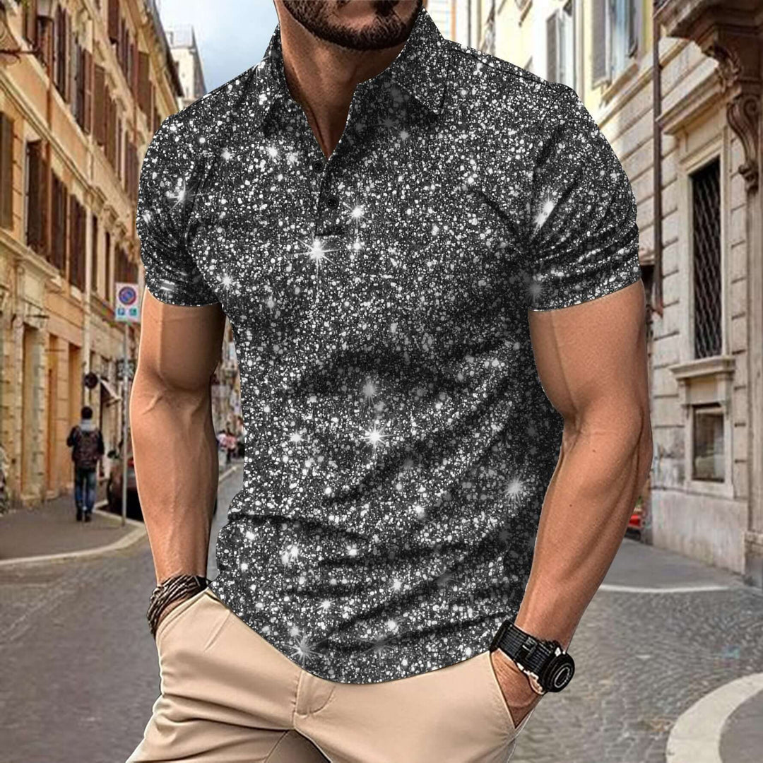 Polo Heren - Slim Fit met Korte Mouwen en Glitterprint | Trendy