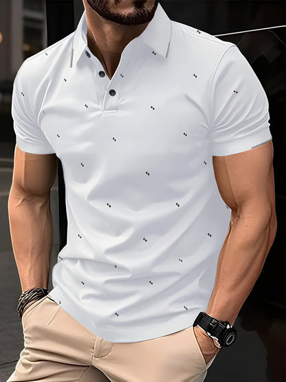 T Shirt Heren - Polokraag met Miniprint en Korte Mouwen | Spierfit
