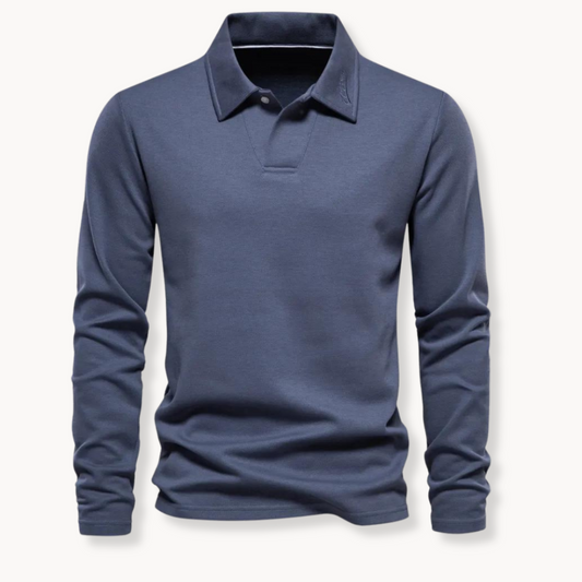 Polo Heren - Rekken Fit met Lange Mouwen en Open Kraag | Werk