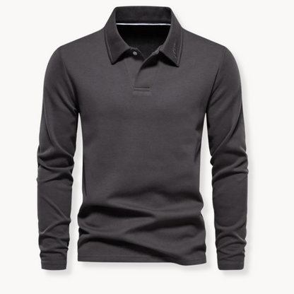 Polo Heren - Rekken Fit met Lange Mouwen en Open Kraag | Werk