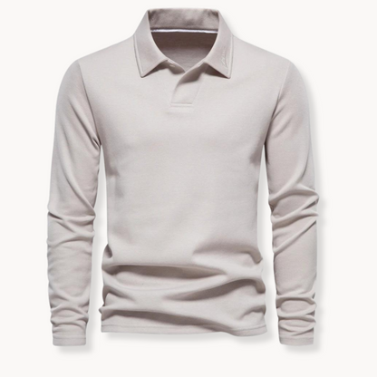 Polo Heren - Rekken Fit met Lange Mouwen en Open Kraag | Werk