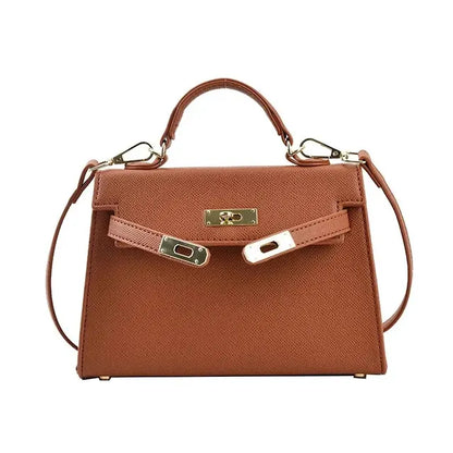 Tas Dames - Gestructureerde Handtas met Draaisluiting en Schouderband | Elegant
