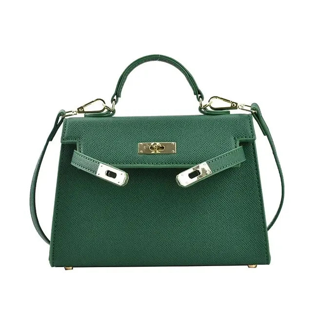 Tas Dames - Gestructureerde Handtas met Draaisluiting en Schouderband | Elegant