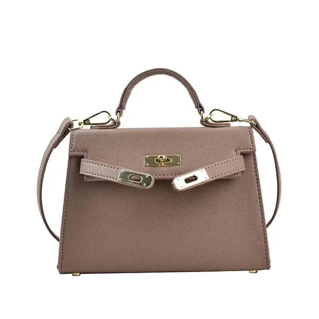 Tas Dames - Gestructureerde Handtas met Draaisluiting en Schouderband | Elegant