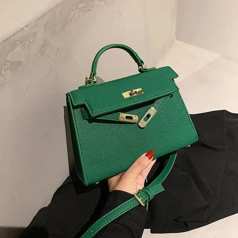 Tas Dames - Gestructureerde Handtas met Draaisluiting en Schouderband | Elegant