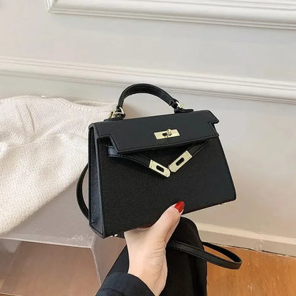 Tas Dames - Gestructureerde Handtas met Draaisluiting en Schouderband | Elegant