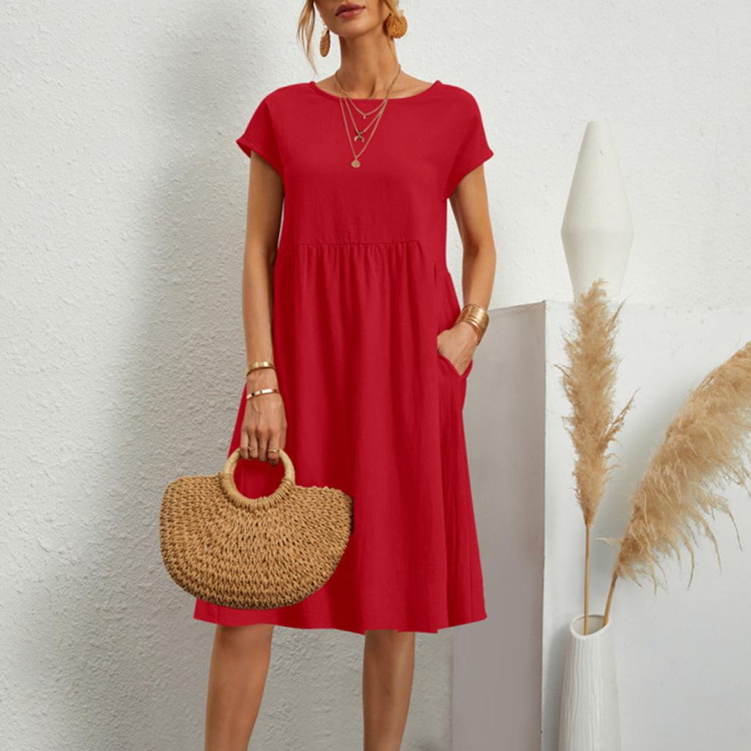 Jurk Dames - Korte Mouwen met Geplooide Taille | Zomer