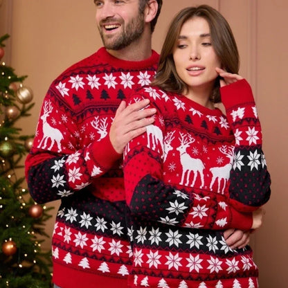 Robin - Dames en Heren Matching Kersttrui met Rendieren voor het Gezin