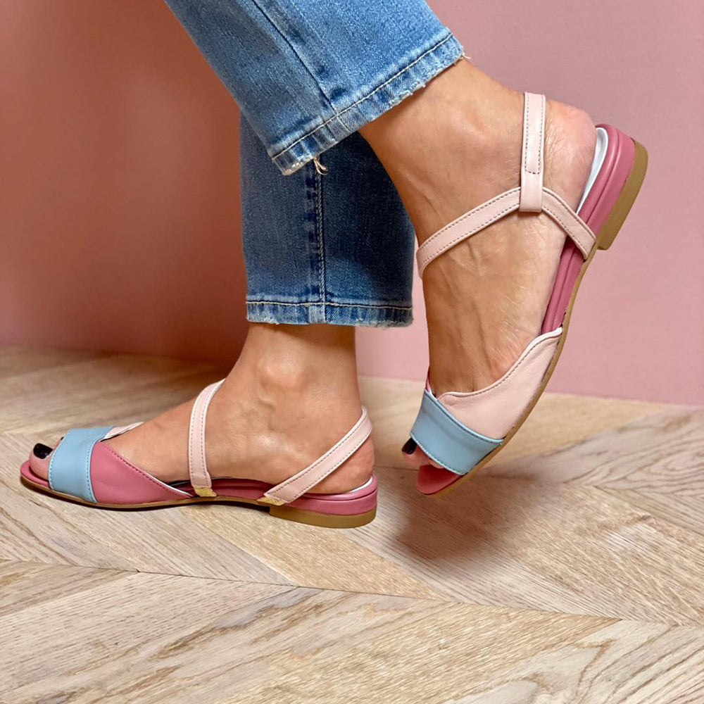 Roos - Casual Comfort Sandalen Dames met Enkelbandje en Colorblock Design
