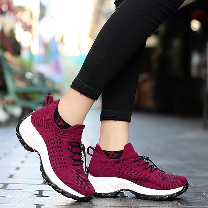 Roos - Casual Orthopedische Sneakers Dames met Plateauzool en Vetersluiting