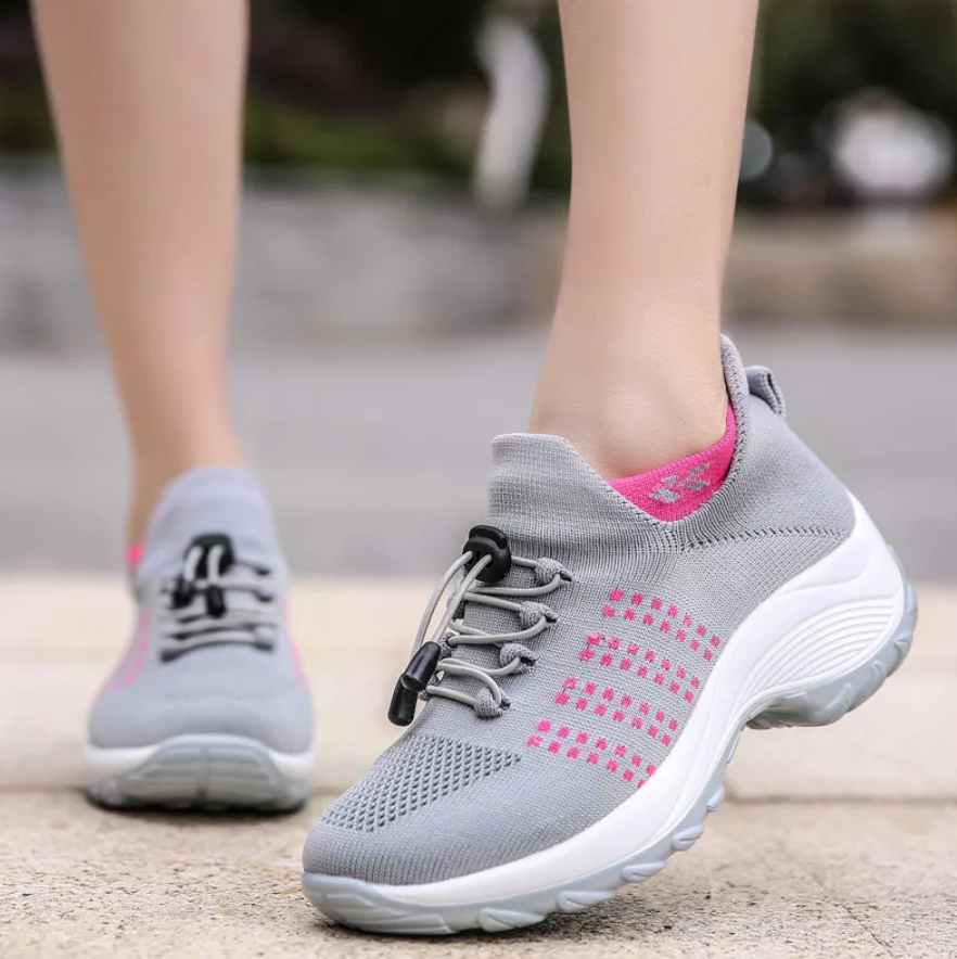 Roos - Casual Orthopedische Sneakers Dames met Plateauzool en Vetersluiting