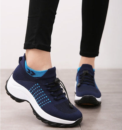 Roos - Casual Orthopedische Sneakers Dames met Plateauzool en Vetersluiting