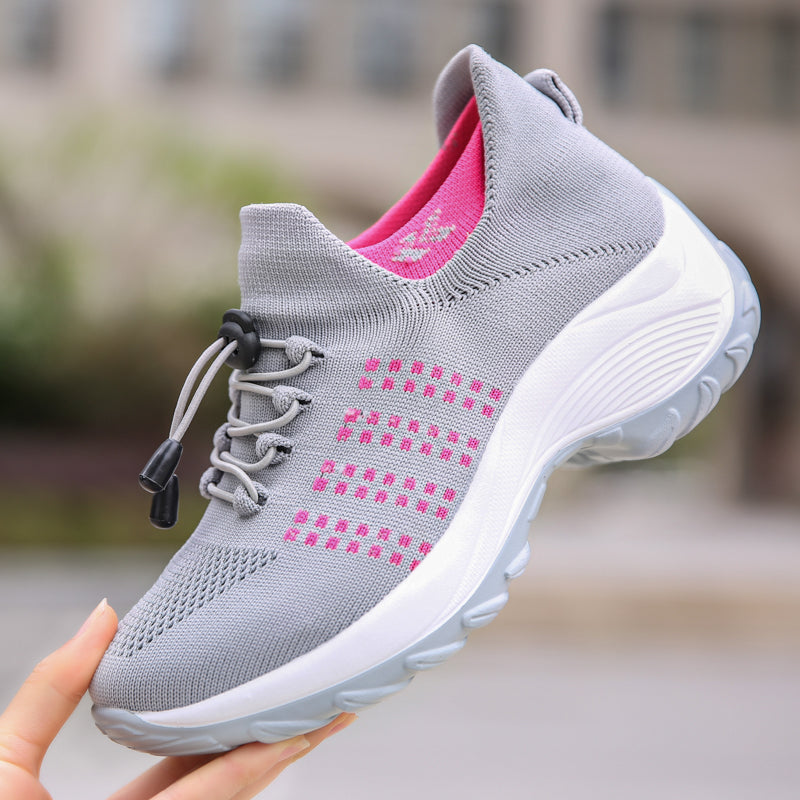 Roos - Casual Orthopedische Sneakers Dames met Plateauzool en Vetersluiting
