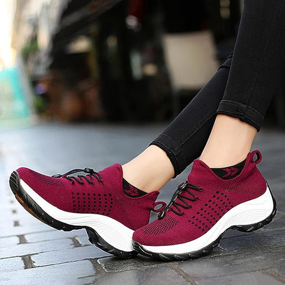 Roos - Casual Orthopedische Sneakers Dames met Plateauzool en Vetersluiting