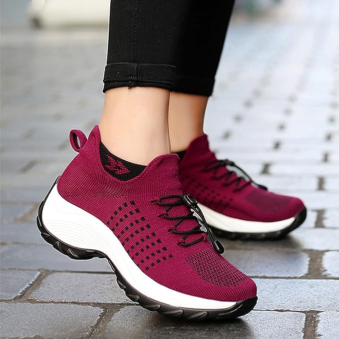 Roos - Casual Orthopedische Sneakers Dames met Plateauzool en Vetersluiting