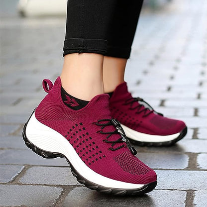 Roos - Casual Orthopedische Sneakers Dames met Plateauzool en Vetersluiting