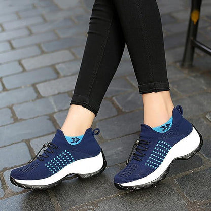 Roos - Casual Orthopedische Sneakers Dames met Plateauzool en Vetersluiting