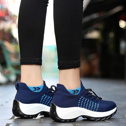 Roos - Casual Orthopedische Sneakers Dames met Plateauzool en Vetersluiting