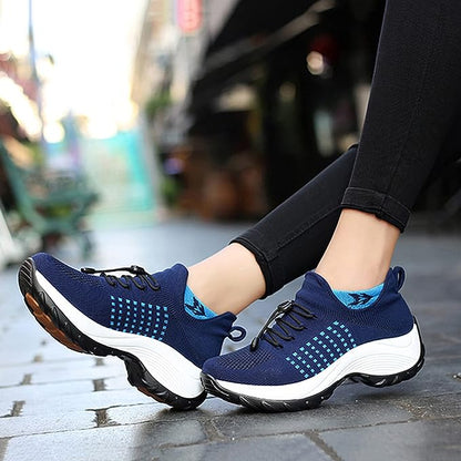 Roos - Casual Orthopedische Sneakers Dames met Plateauzool en Vetersluiting