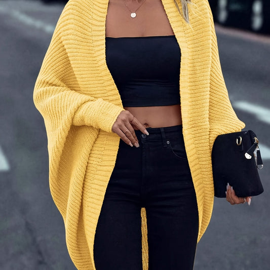 Roos - Dames Gebreid Vest Oversized voor de Herfst met Vleermuismouwen