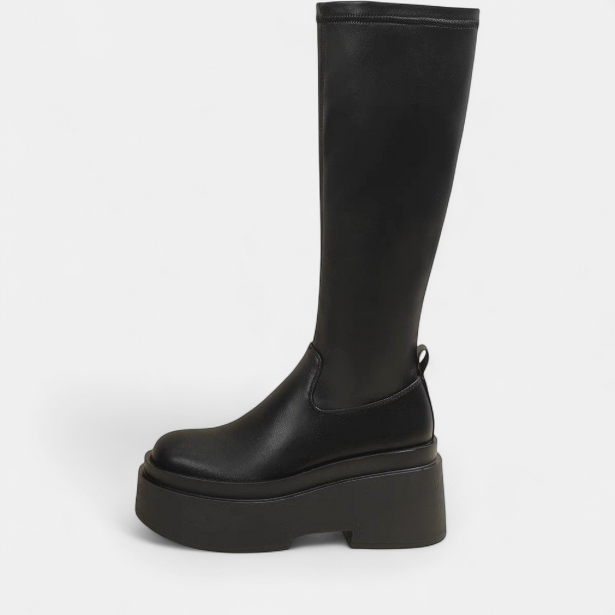 Roos - Dames Kniehoge Laarzen Chunky met Plateauzool en Strakke Schacht