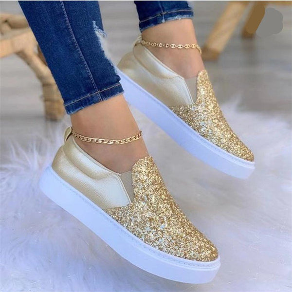 Roos - Dames Loafers Glitter voor Kerst Instapmodel met Dikke Zool