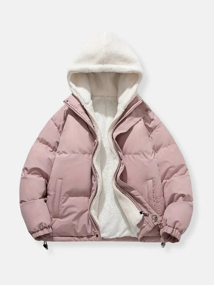 Roos - Dames Pufferjas Winter Oversized met Capuchon en Fleecevoering