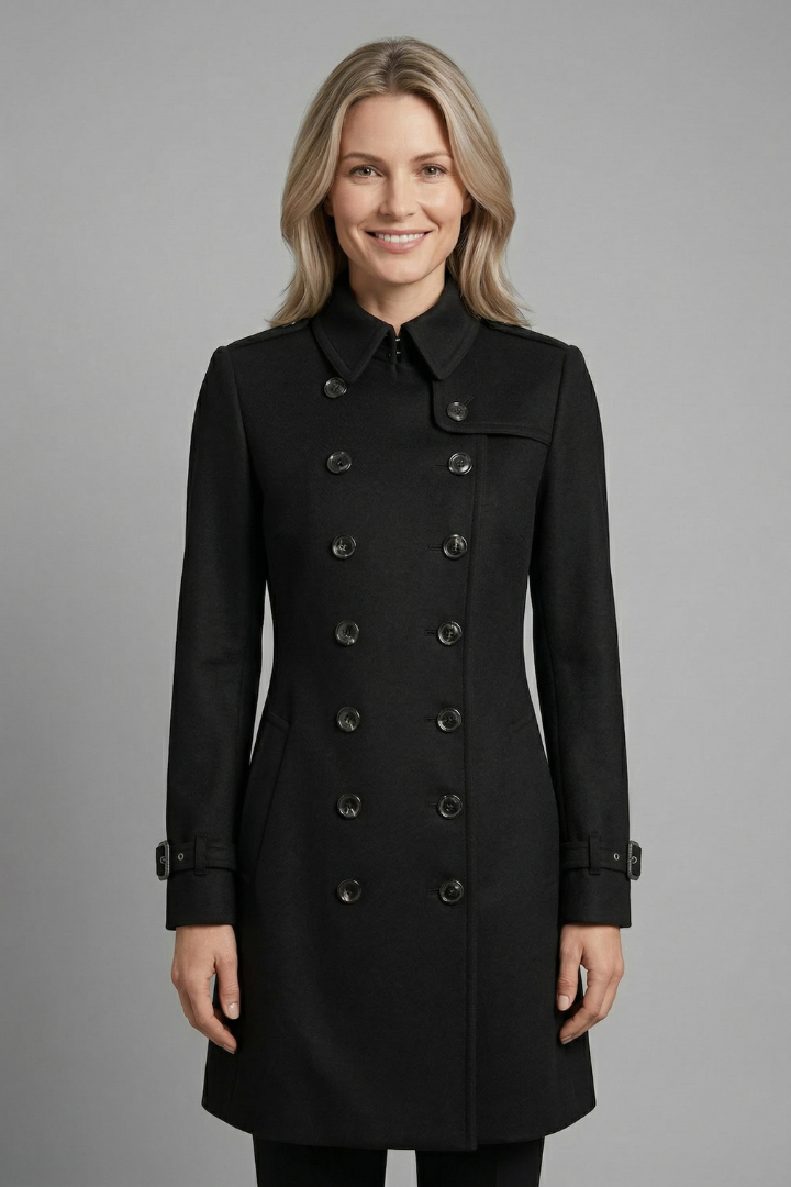 Roos - Dames Winterjas Lang Casual met Dubbele Knoopsluiting en Riem