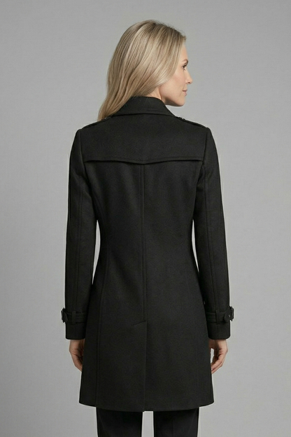 Roos - Dames Winterjas Lang Casual met Dubbele Knoopsluiting en Riem