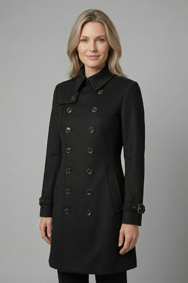 Roos - Dames Winterjas Lang Casual met Dubbele Knoopsluiting en Riem