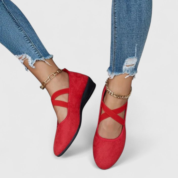 Roos - Elegante Orthopedische Loafers Dames met Kruislingse Enkelband en Ondersteunende Zool