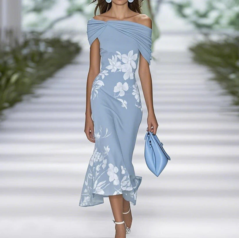 Roos - Elegante Maxi Jurk Dames met Bloemenprint en Off-shoulder Hals