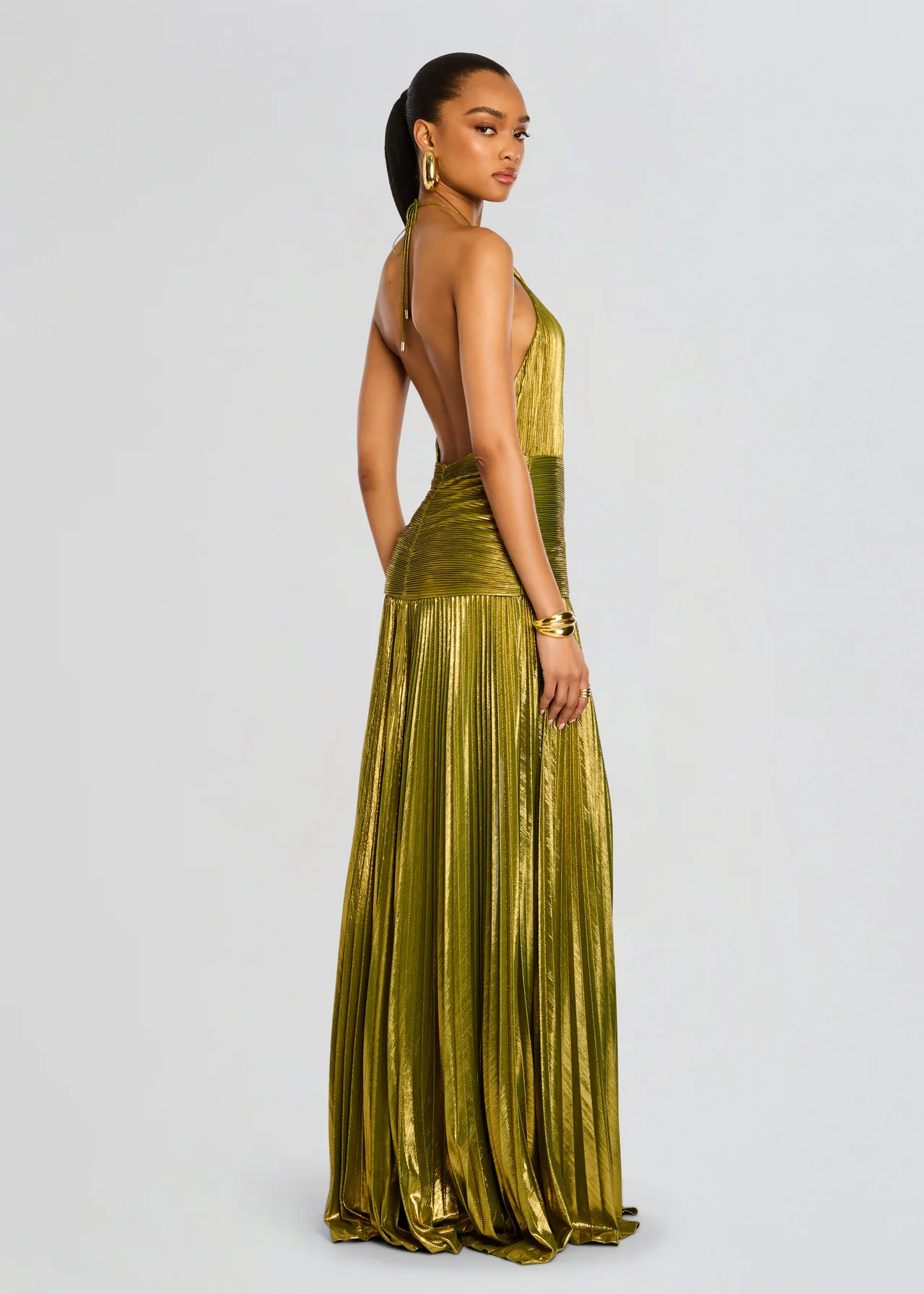 Roos - Feestelijke Bruiloft Gastenjurk Dames met Halternek en Metallic Glans