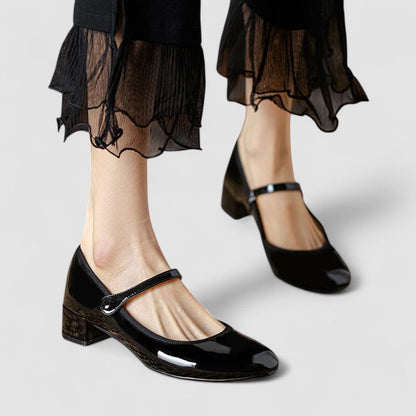 Roos - Feestelijke Orthopedische Mary Jane Schoenen Dames met Glanzende Afwerking en Blokhak