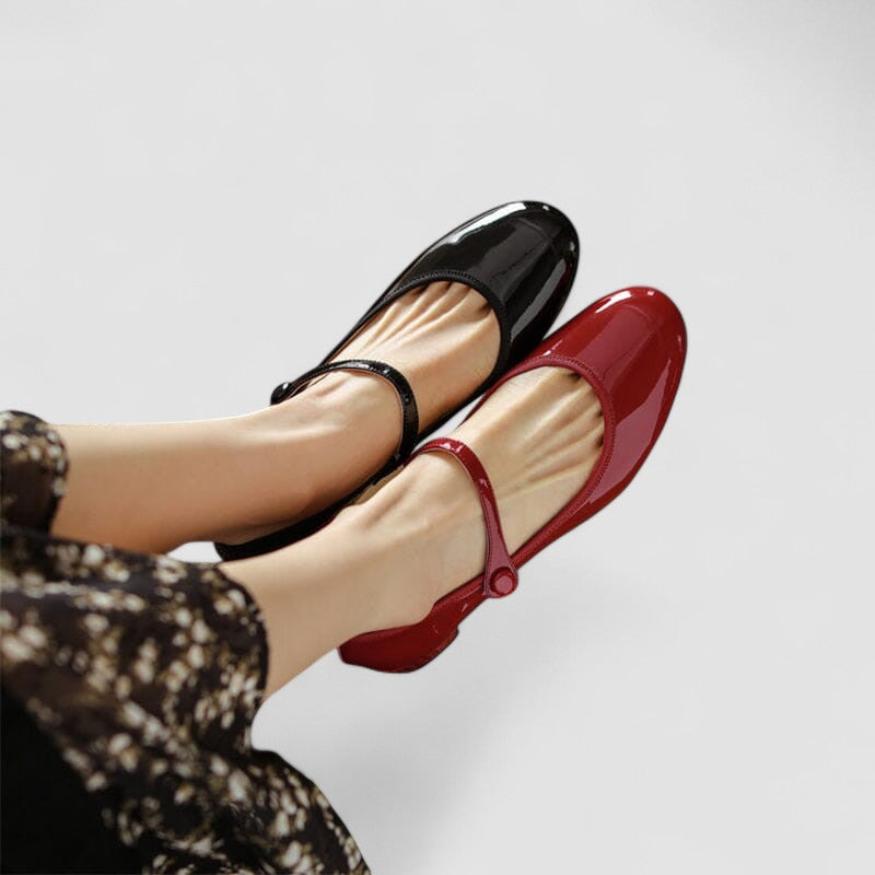 Roos - Feestelijke Orthopedische Mary Jane Schoenen Dames met Glanzende Afwerking en Blokhak